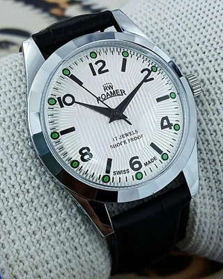 Reloj de pulsera vintage Roamer suizo de cuerda manual para hombre - esfera blanca. Foto 1 de 4