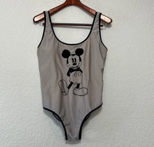 Disney Womens One Piece Swimsuit Size XL Silver Gray Mickey Mouse - Picture 1 of 14