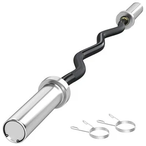 SPORTNOW 120cm EZ Barbell Bar for 5cm Weight Plates, with Spring Clips, 8kg - Picture 1 of 11