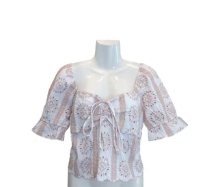 Urban Romantics Damen bestickt Boho Puffärmel Cropped Top Gr. Large Neu mit Etikett - Bild 1 von 8