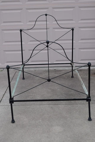 Antique Wrought Cast Iron Twin Single Bed with Side Rails Dome Top Shape Cover