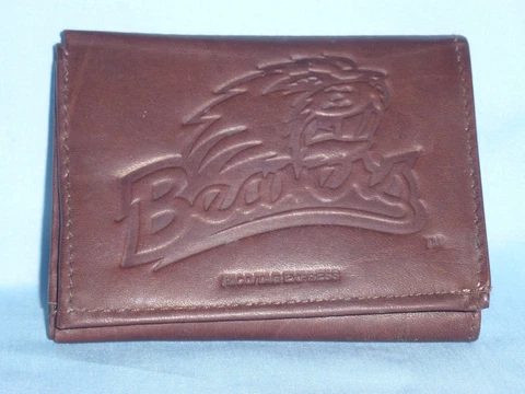 OREGON STATE BEAVERS  Leather TriFold Wallet    NEW    dark brown 3v nd Cover