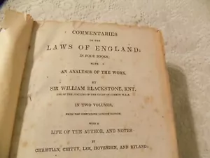 Commentaries On The Laws of England In Two Books By Sir William Blackstone 1855 - Foto 1 di 5