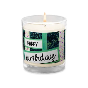 Glass jar soy wax candle Happy Birthday Candle medium unscented - Picture 1 of 2