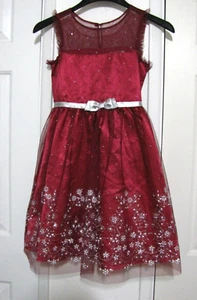 JONA MICHELLE Red Party Dress Silver-Sequins/Glitter satin/Tulle Girls 10 - Picture 1 of 8