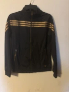 Adidas Kids Black And Gold Jacket With Zippered Pockets Youth 14 - Picture 1 of 5