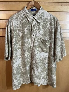 Pendleton Men’s 100% Silk Short Sleeve Buttons Up Shirt Size XL Pocket Tan - Picture 1 of 10