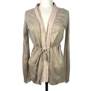 Cárdigan Zara Tejido Beige Cierre Corbata Medio Ligero Neutro Minimalista - Imagen 1 de 6