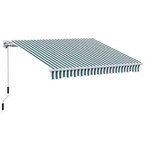 Manual Retractable Awning, size (4m x3m)-Green/White Stripes - Picture 1 of 11