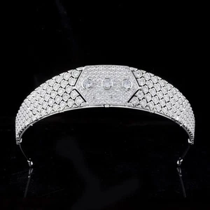 Luxury All CZ Cubic Zirconia Queen Wedding Bridal Princess Prom Tiara Crown - Picture 1 of 9