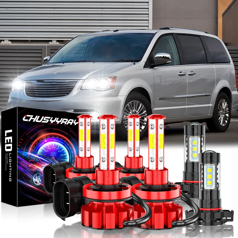 For Chrysler Town & Country 2010-2016 Combo LED Headlights + Fog Light Bulbs Kit — 第 1/4 张图片