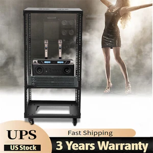 18U 18.5" 4 Post Open Frame Network Server Rack Adjustable Partition 0-31.5'' US - Picture 1 of 16
