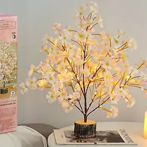 19Inch Cherry Blossom Tree Light, Lighted Artificial Tree with Pink Silk Flowers - Picture 1 of 12