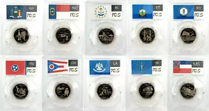 2001 and 2002 S State Proof CLAD PCGS 70 10 Coin Quarter Set - Picture 1 of 2