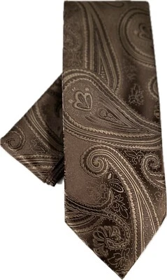 Juego de corbata y pañuelo para hombre Da Ciro marrón beige 100 % poliéster hecho a mano 4" de ancho Foto 1 de 4