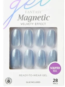 KISS FALSE NAILS GEL FANTASY MAGNETIC 28 MEDIUM LENGTH with Glue AFTER SUMMER - Picture 1 of 10