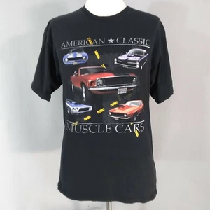 Hot rod muscle car t-shirt adult large black Mustang Camaro Cuda short sleeve - Picture 1 of 10