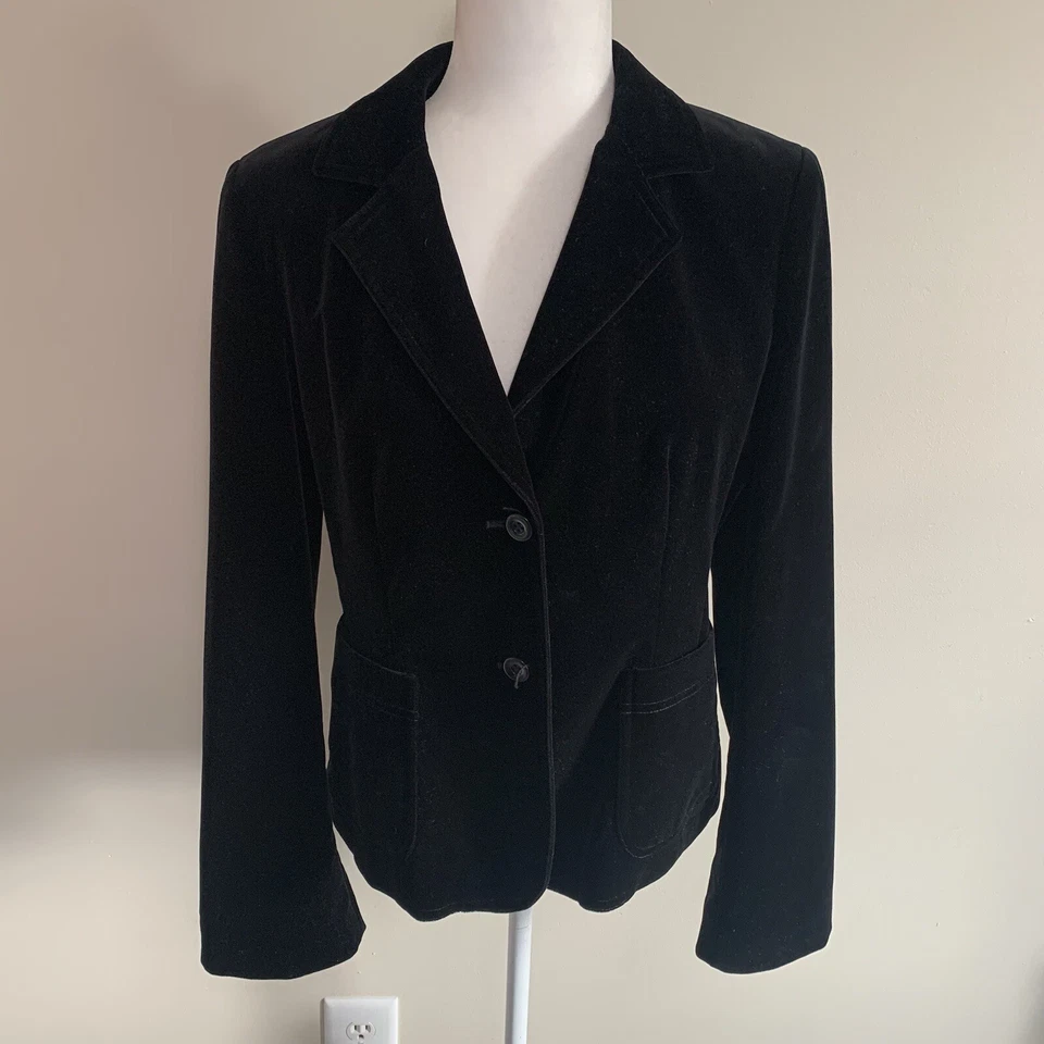 Blazer de terciopelo negro vintage Saks Fifth Avenue para mujer talla 10 Foto 1 de 4
