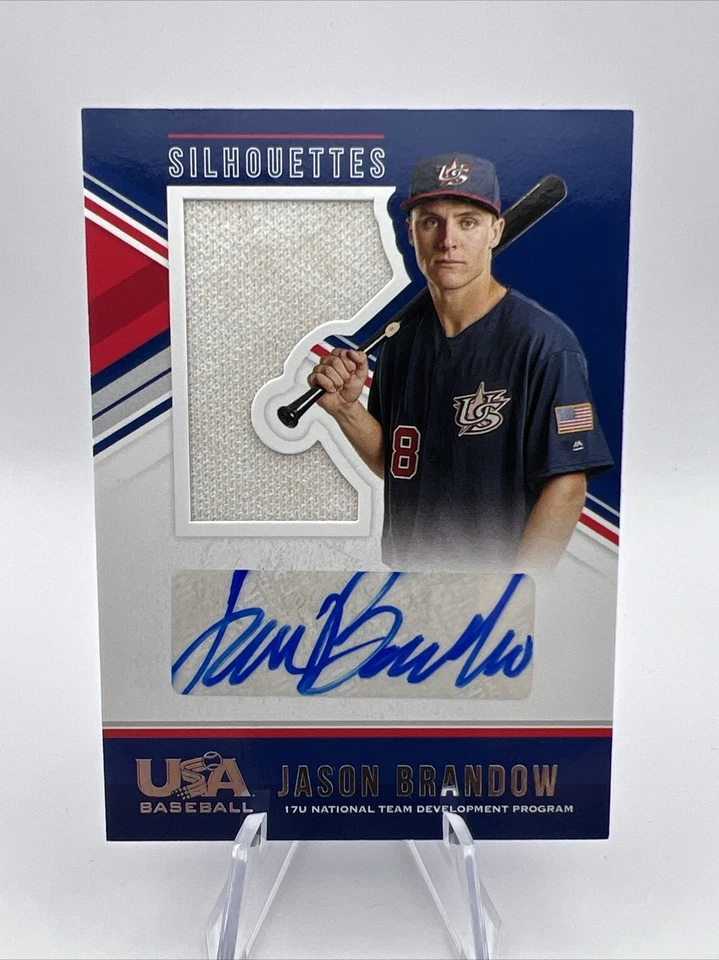 2018 Panini USA Baseball Stars & Stripes Jerseys Blue /199 Jason Brandon Auto - Image 1 of 4