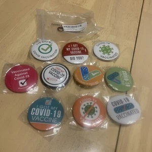 10 PK. Vaccine Buttons: 2.15” Round (NEW) - Picture 1 of 8