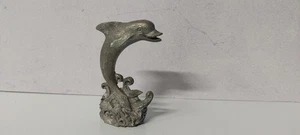 Pewter Dolphin 3" Jumping Out Of Water Wave Ocean Small Figurine Statue  - Picture 1 of 7