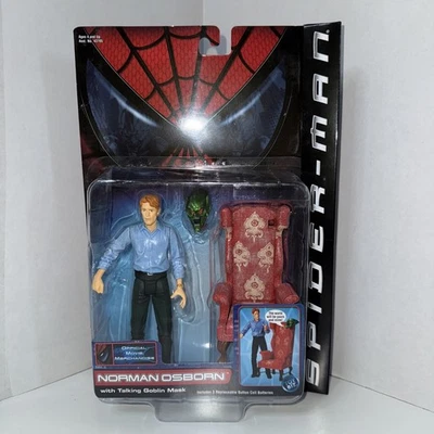 VINTAGE 2001 TOYBIZ SPIDERMAN NORMAN OSBORN+TALKING GOBLIN MASK SÉRIE 1 BONECO - Imagem 1 de 4