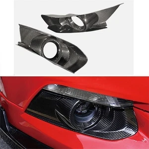 Real Carbon Fiber Front Fog Light Lamp Cover Trim For Ford Mustang 2015-2017 - Picture 1 of 6