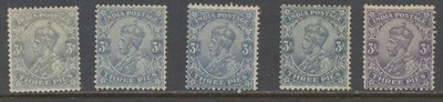 India Stamps 1911 3p set mint hinged SG151;152;153;154;154b CV £20.4 - Image 1 of 2