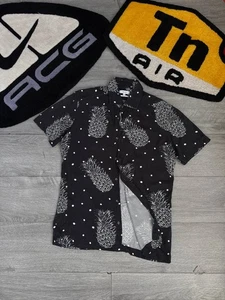 Reiss Mens Shirt Malacon Size M Pineapples/Polka Dot Print Viscose - Picture 1 of 9