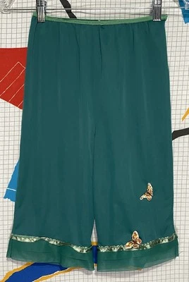 Vintage 50s Bloomer Slip Shorts Butterfly Green Nylon Lingerie Fairy Hippie Boho - Image 1 of 4