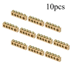 10 Pcs Ground Bus Bar 5 Positions Brass Terminal Grounding Bar - Picture 1 of 4