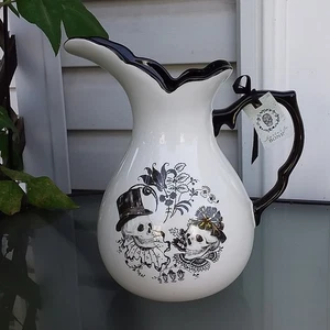 Halloween Two Skull Pitcher by Potter's Studio China NEW - Picture 1 of 11