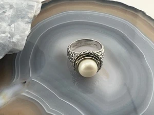Alwand Vahan Woven Braided Sterling Silver & 14k Yellow Gold Pearl Ring Sz.7.25 - Picture 1 of 5