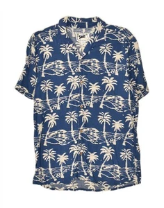PULL & BEAR Mens Abstract Pattern Short Sleeve Shirt Small Blue Hawaiian AS11 - Picture 1 of 4
