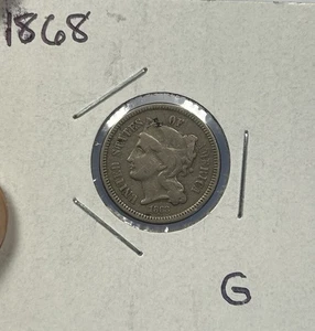 1868 3 Cent Coin Nickel - Picture 1 of 2