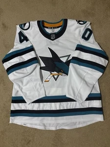 San Jose Sharks Game Issued Evgenii Kashnikov Adidas MiC Away Jersey - Picture 1 of 3