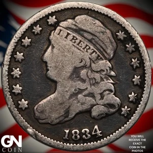 Moneda de diez centavos busto tapado 1834 A1651 - Imagen 1 de 2