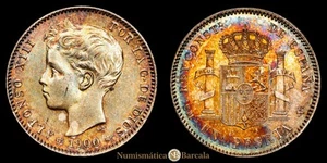 Alfonso XIII 1 Peseta (5,03g) 1900 *19-00* Madrid SM·V AC-59 SC- - Picture 1 of 3