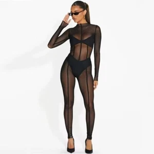 Sexy Bodystocking Catsuit Dessous Sexy Erotik Schwarz Gr.: 36-42 mit Arm - Bild 1 von 4