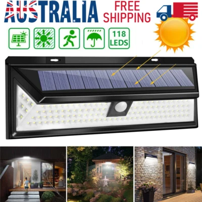 118 LED Solar Motion Sensor Light Outdoor Garden Security Garden Wall Flood Lamp - image 1 of 4