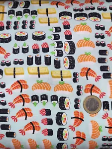 Timeless Treasure Stoff, Sushi, Fisch, Japan aus 100 % Baumwolle, Meterware - Bild 1 von 2
