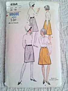 Vintage 1960er Muster Vogue 6564 Rock Muster A-Linie & gerade Taille 28" Hüfte 38" - Bild 1 von 3