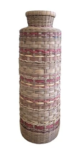 Martha Monson Lowe signed Cylinder Floor Basket ~ 24" tall ~ 2008 ~ Iowa artist - Picture 1 of 10