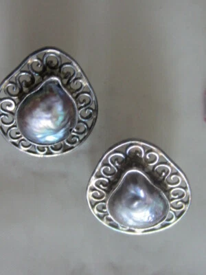 OVALO gioielli orecchini in argento filigrana e madreperla, artigianato spagnolo - Immagine 1 di 3