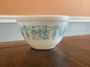 Pyrex Amish Butterprint Mixing Bowl #401 Vtg Turquoise White 1 1/2 Pt rooster - Bild 1 von 7