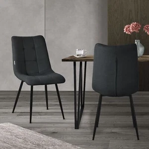 2x Sillas de comedor antracita sillón tapizado acolchado para salón o cocina - Imagen 1 de 7