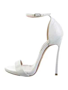 CASADEI White Patent Leather Sandals Blade Heels Size 5 IT 35 Good Condition - Picture 1 of 5