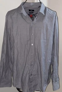 Hugo Boss Shirt Mens XL Slim Fit Gray Dot Long Sleeve Button Micro Geometric - Picture 1 of 4