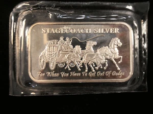 1 oz .999 Fine Silver Art Bar - Stagecoach 1/4 Divisible Bar Stage Coach - Picture 1 of 2