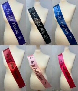 Faja 21 Cumpleaños Se Puede Personalizar - 6 Diseños y Varios Colores Cinta NUEVA - Imagen 1 de 7